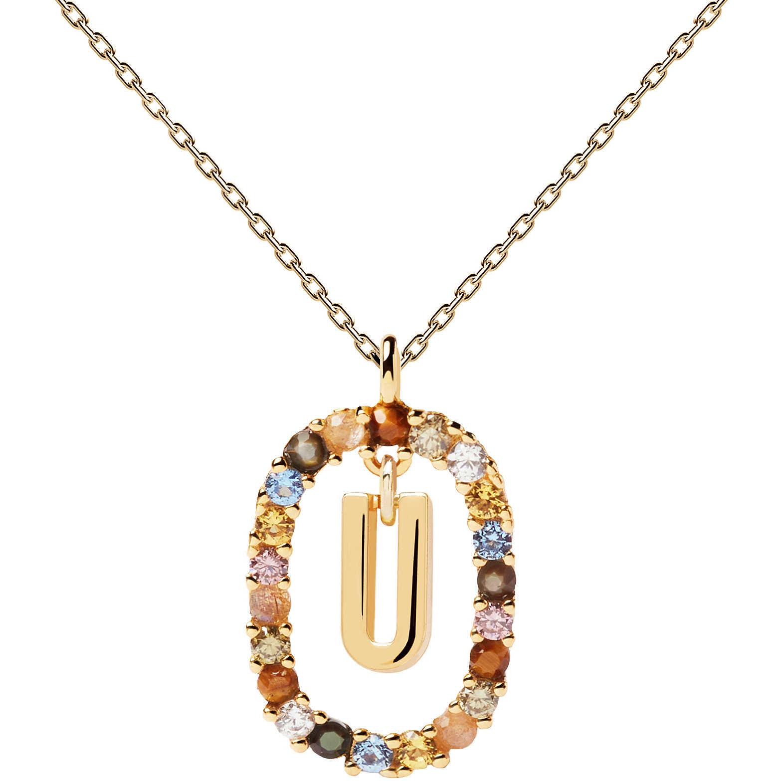 New Letters U necklace in silver - PDPAOLA