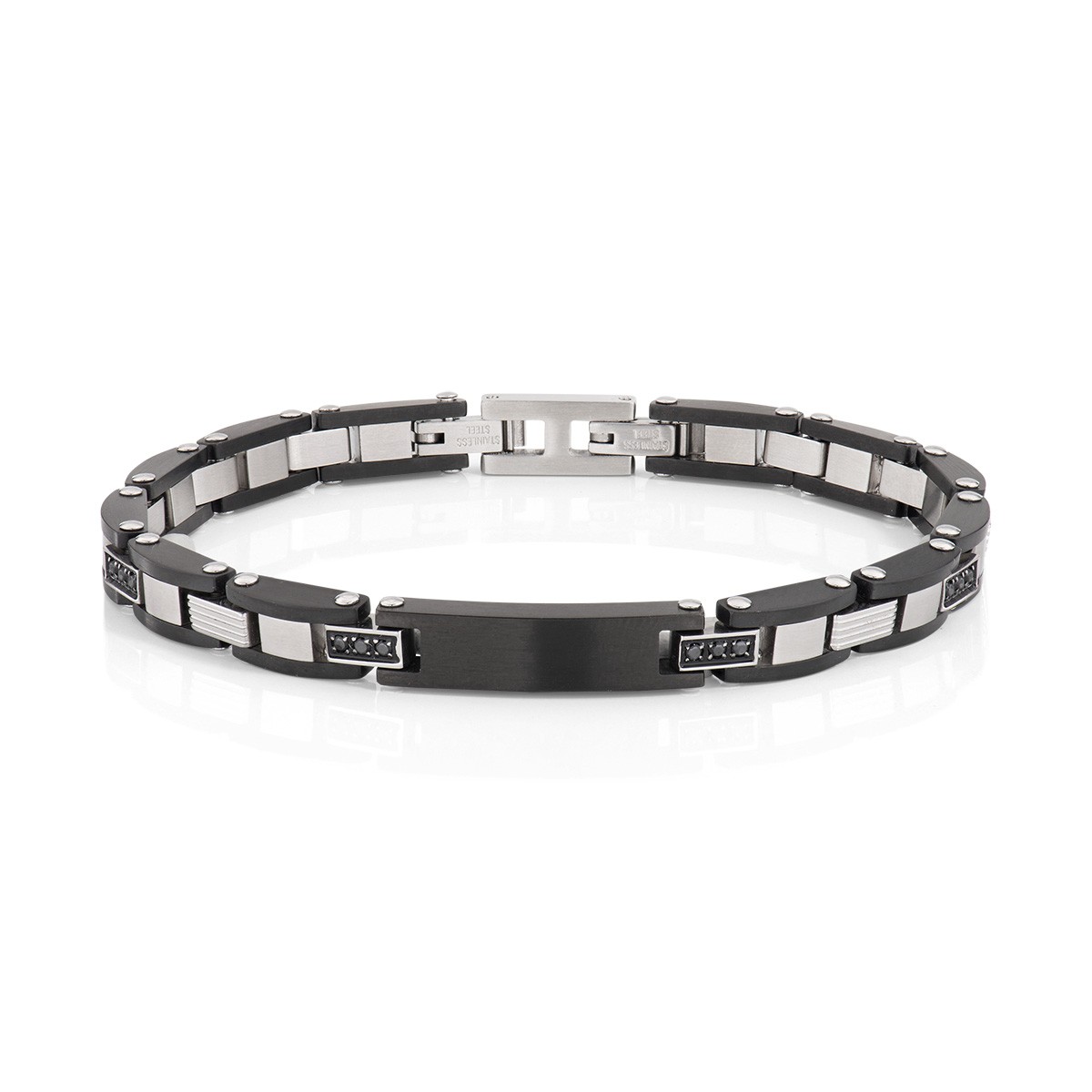 Bracciale in acciaio 316 con zirconi neri - AMEN