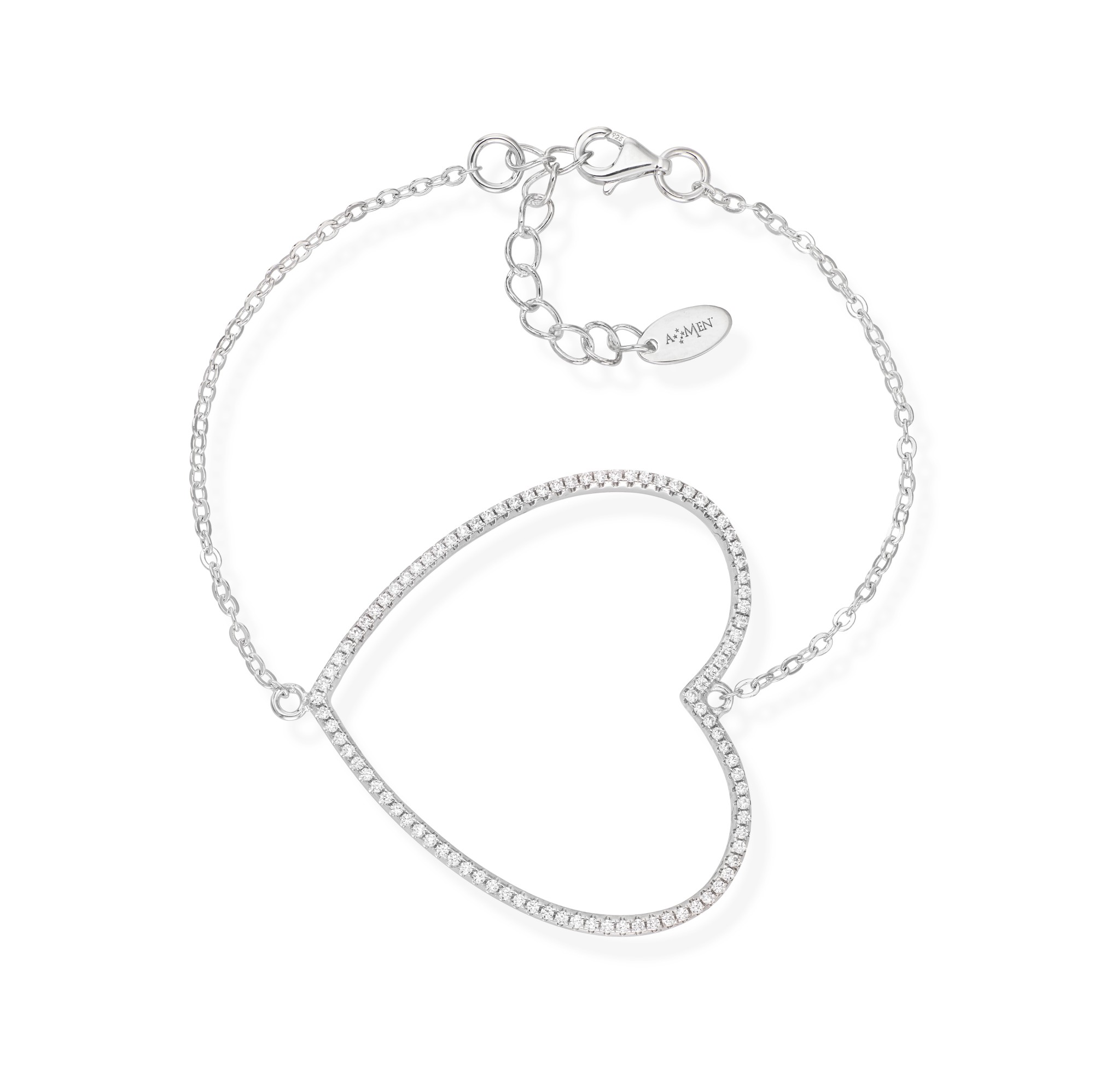 Bracciale da donna in argento 925 rodiato con zirconi bianchi - AMEN