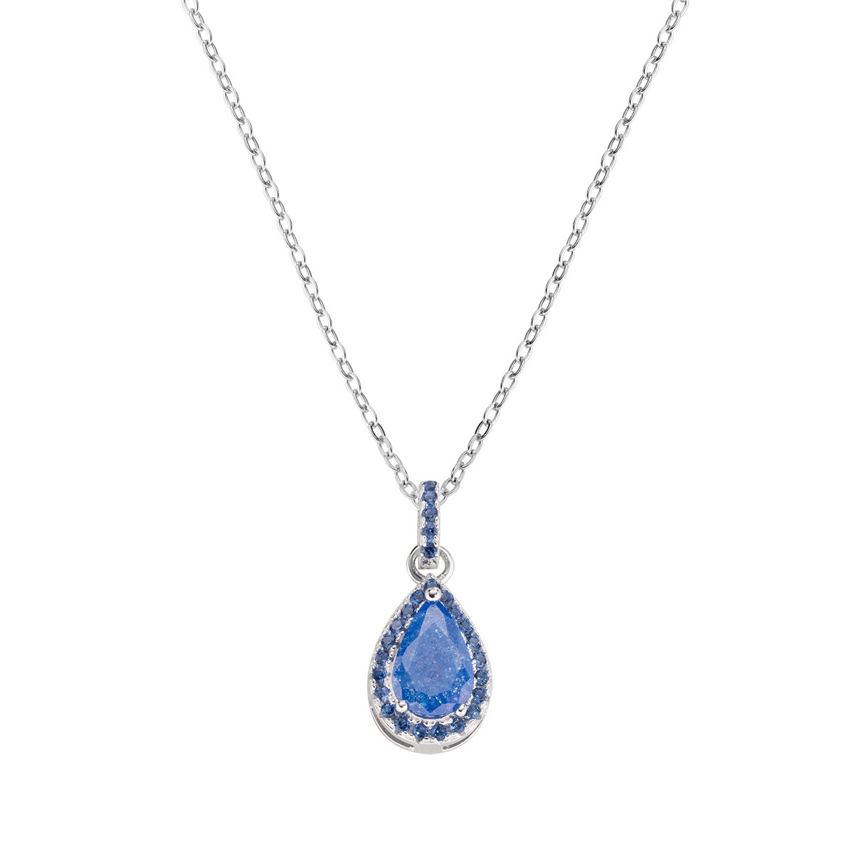 Collana in argento 925 con creek stone blu e zirconi blu - AMEN