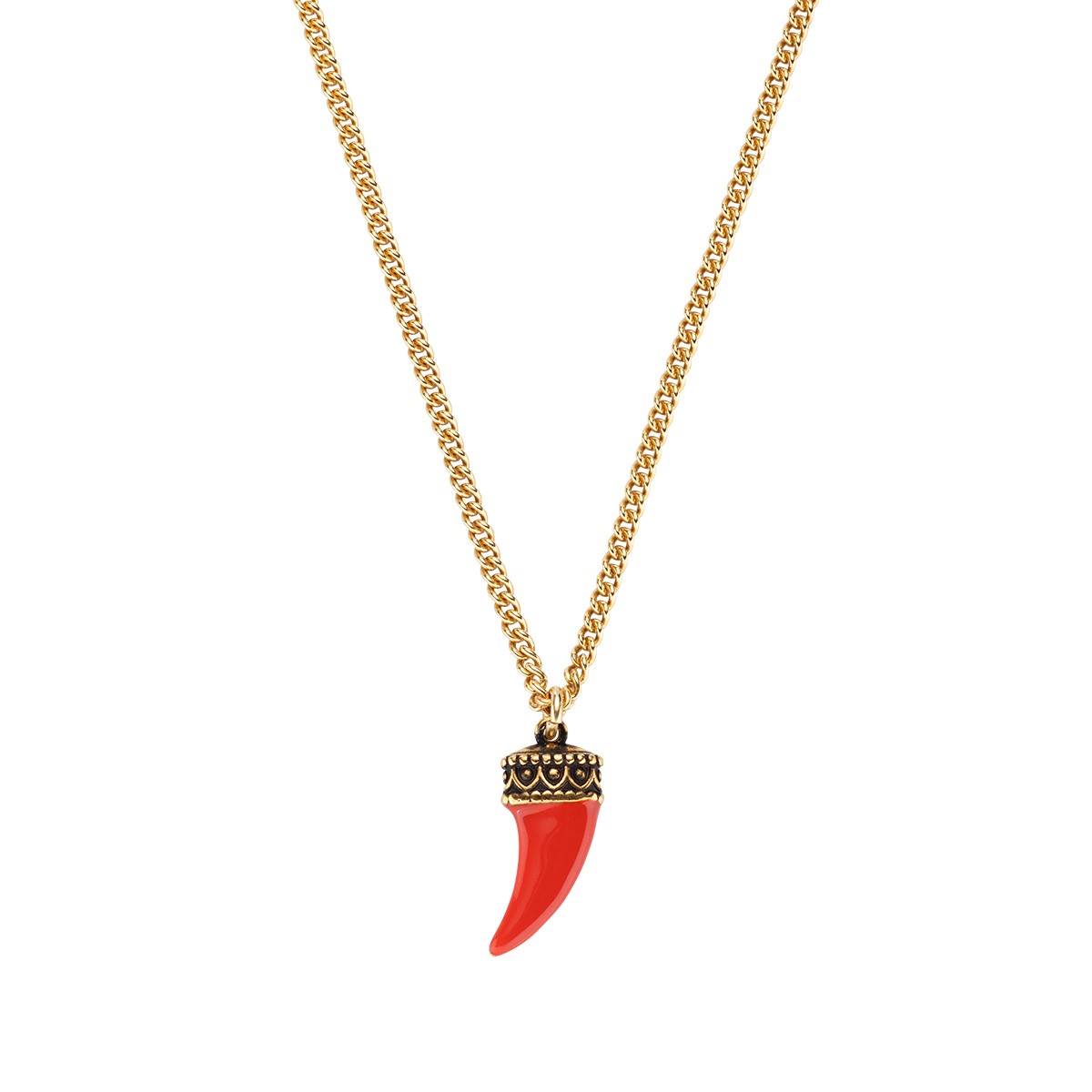 Collana da donna in argento 925 dorato con smalto rosso a peperoncino - AMEN
