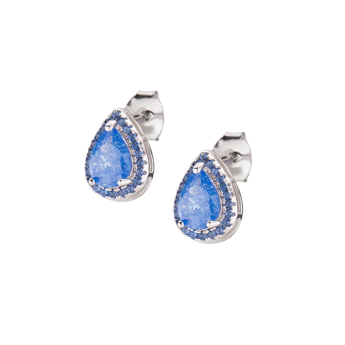 Orecchini in argento 925 con creek stone blu e zirconi blu - AMEN