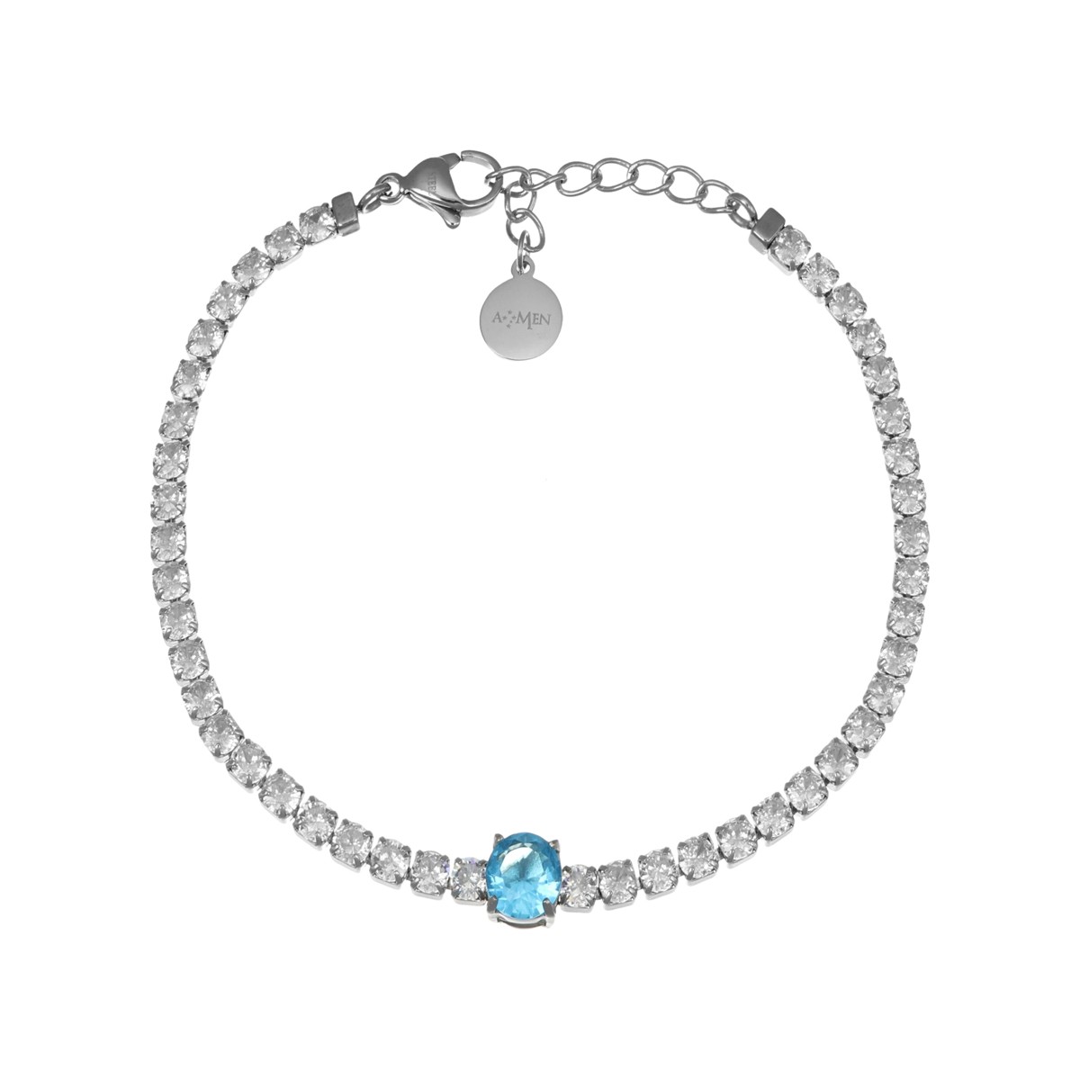Bracciale in acciaio con zirconi - AMEN