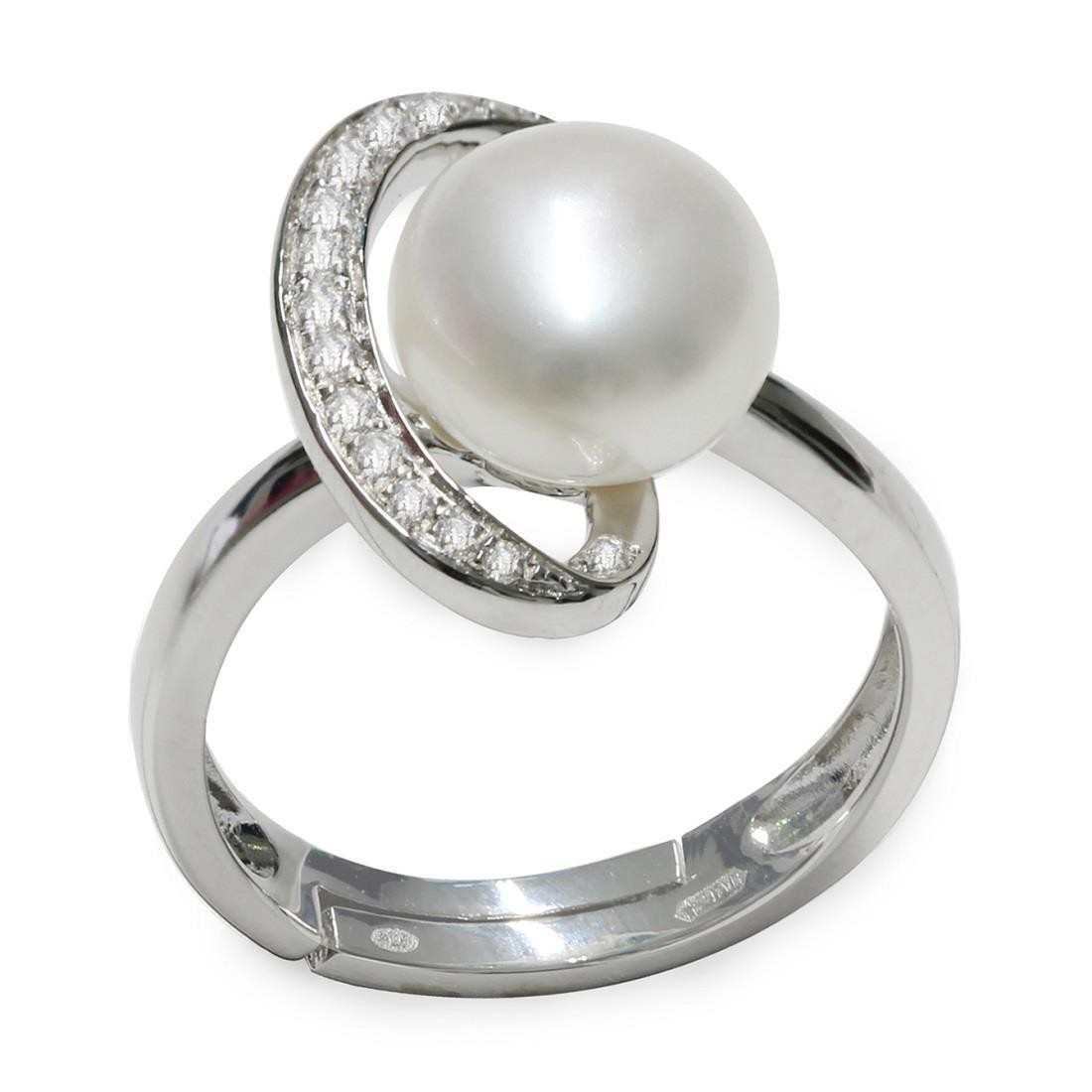 Anello con perla e zirconi - MAYUMI