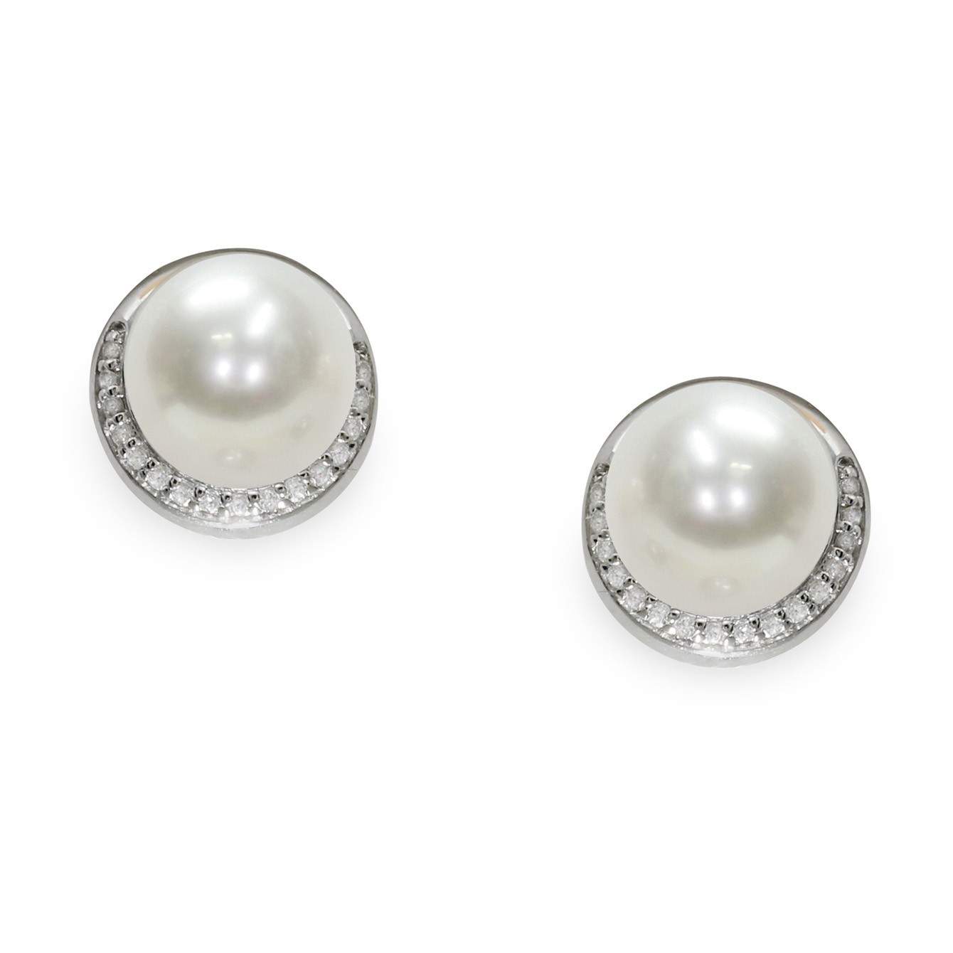 Pendientes en plata con circonitas y perlas - MAYUMI