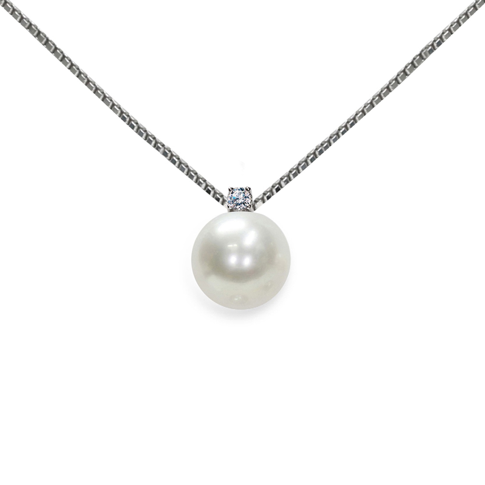 Pendant in gold with diamonds and pearls - MAYUMI