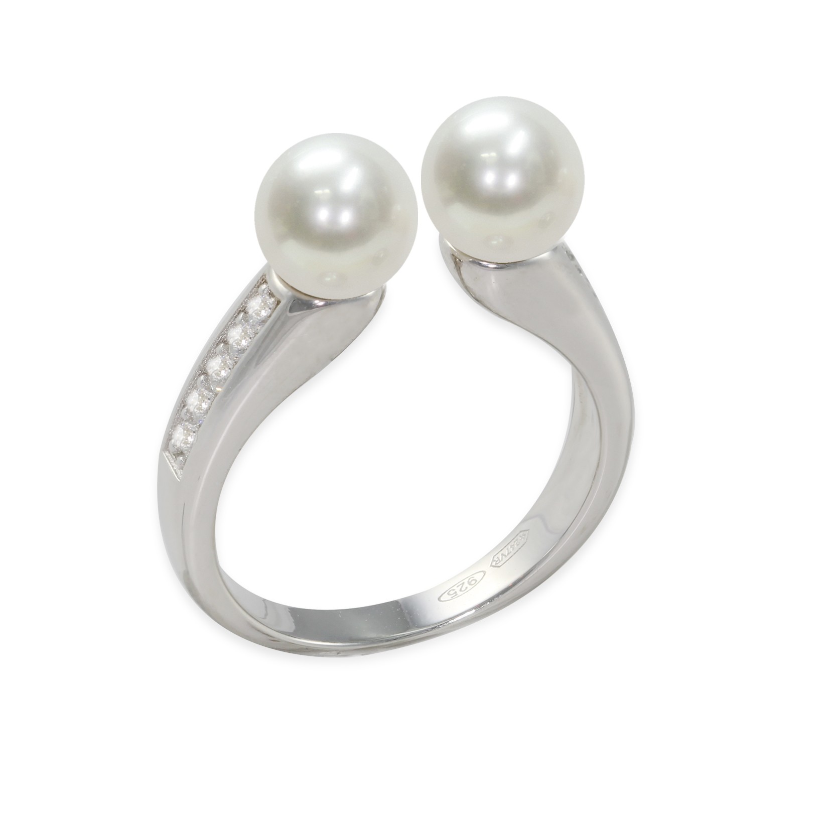 Anillo en plata 925 con circonitas y perlas Perlagione - MAYUMI