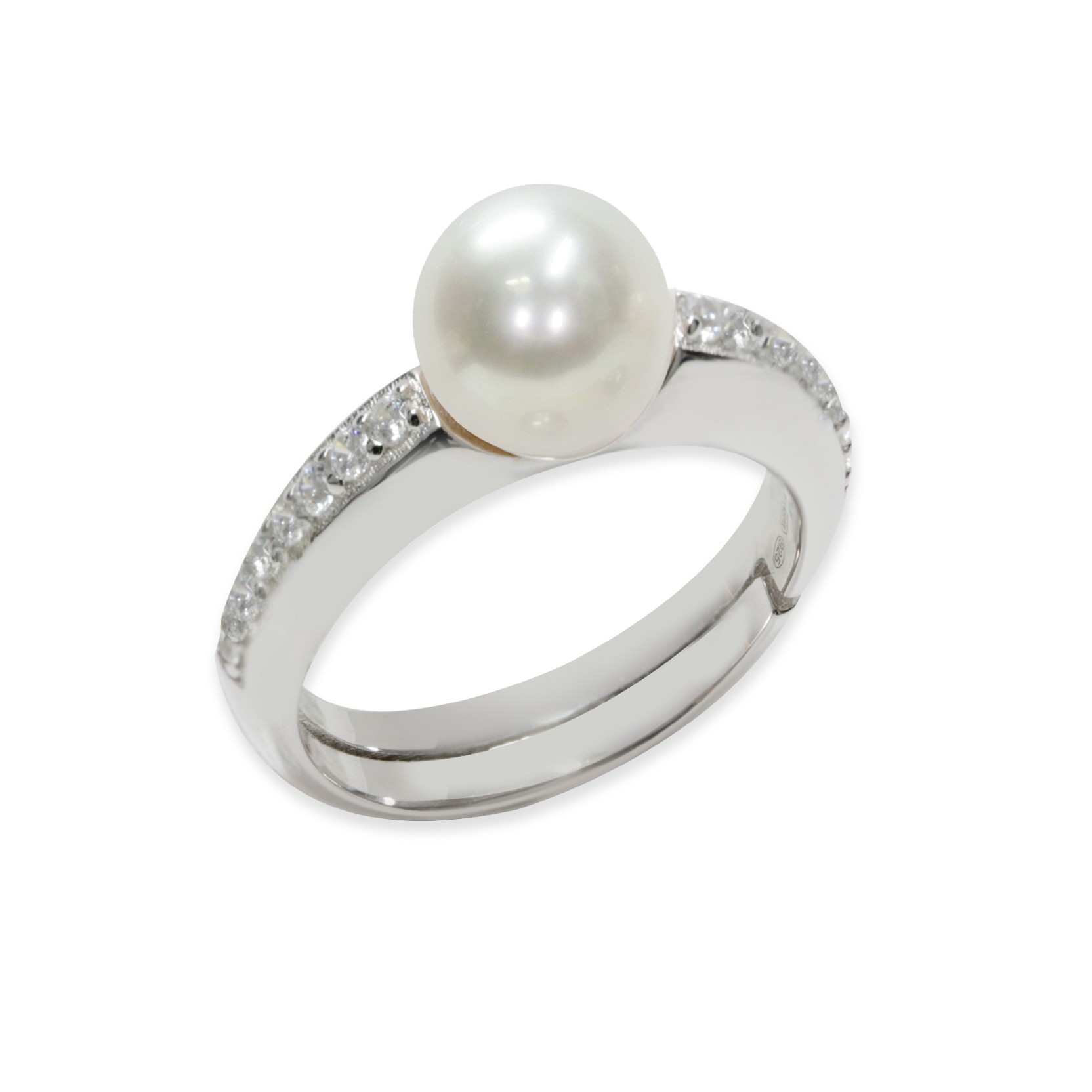 Anello in argento 925 con zirconi e perle Perlagione - MAYUMI