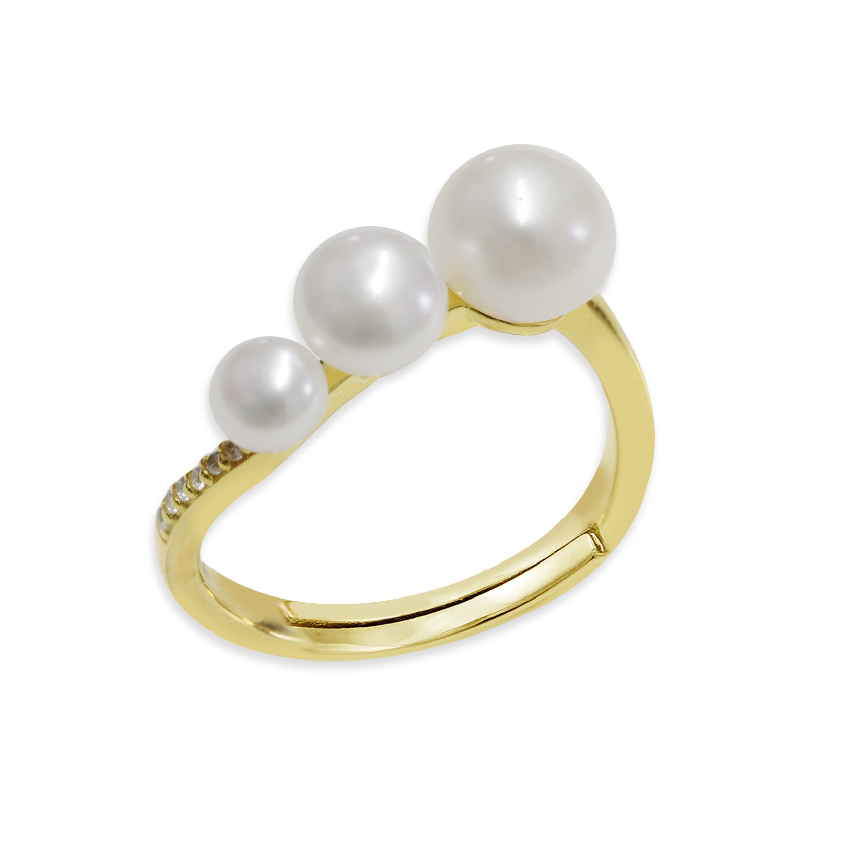 Anillo en plata 925 con circonitas y perlas Perlagione - MAYUMI