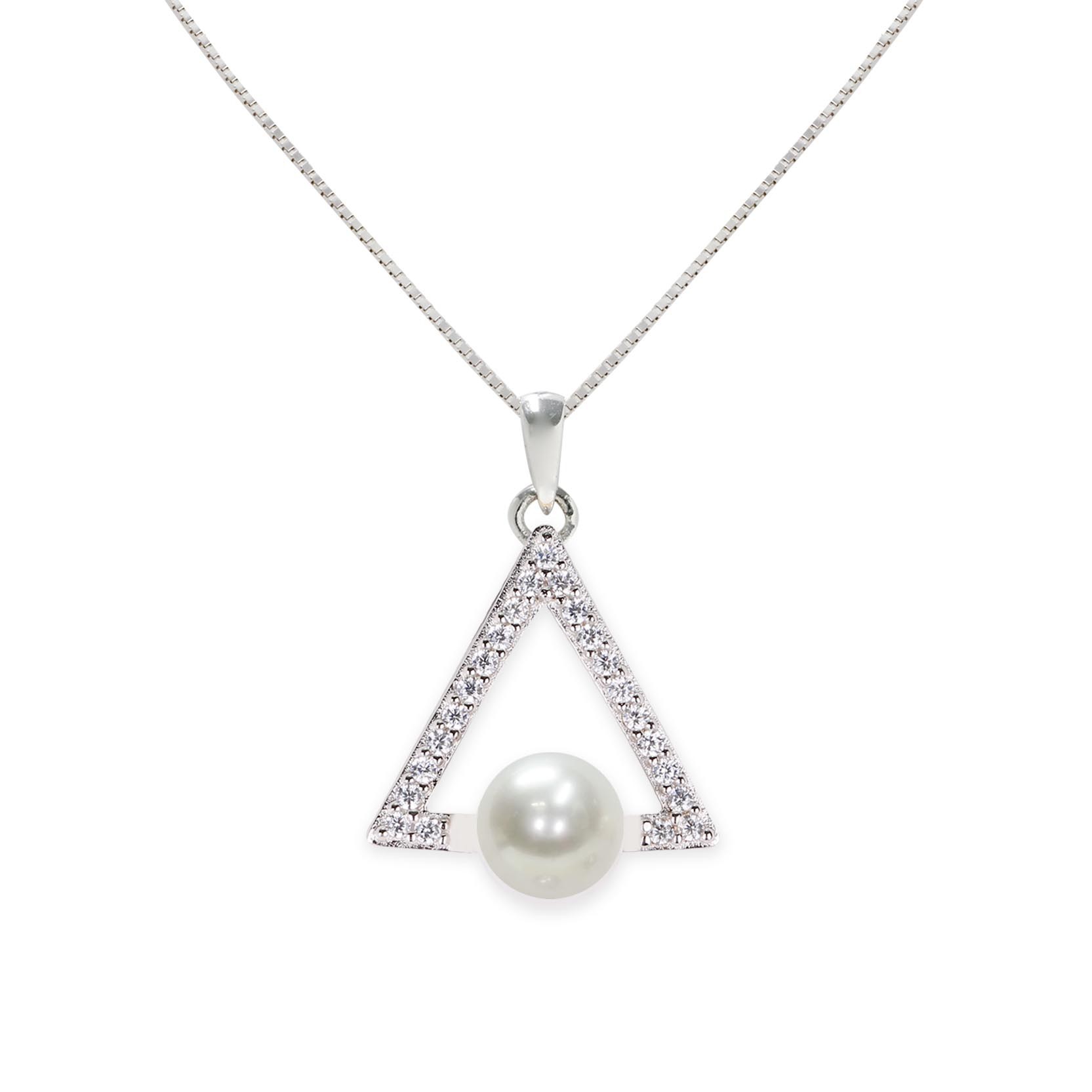 Collar en plata con circonitas y perlas - MAYUMI