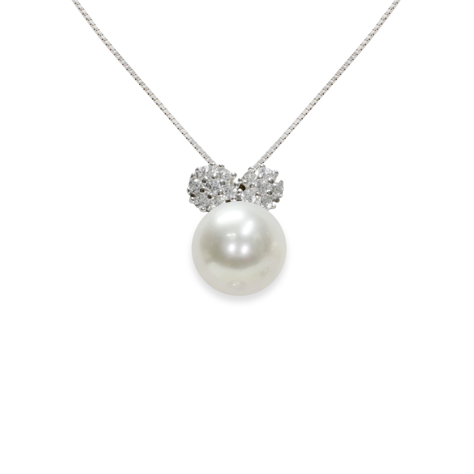 Collar en plata con circonitas y perlas - MAYUMI