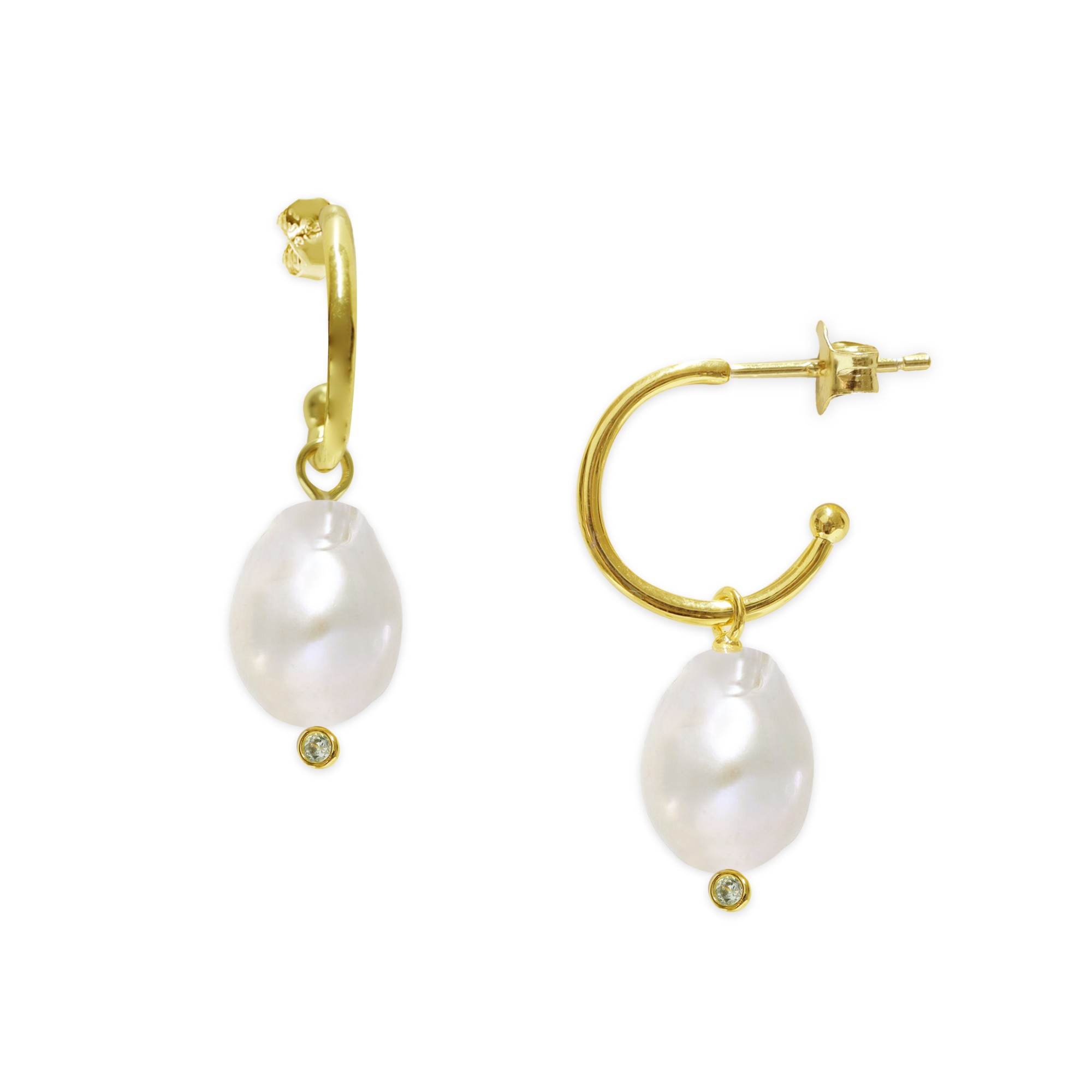 Pendientes en plata 925 con circonitas y perlas - MAYUMI