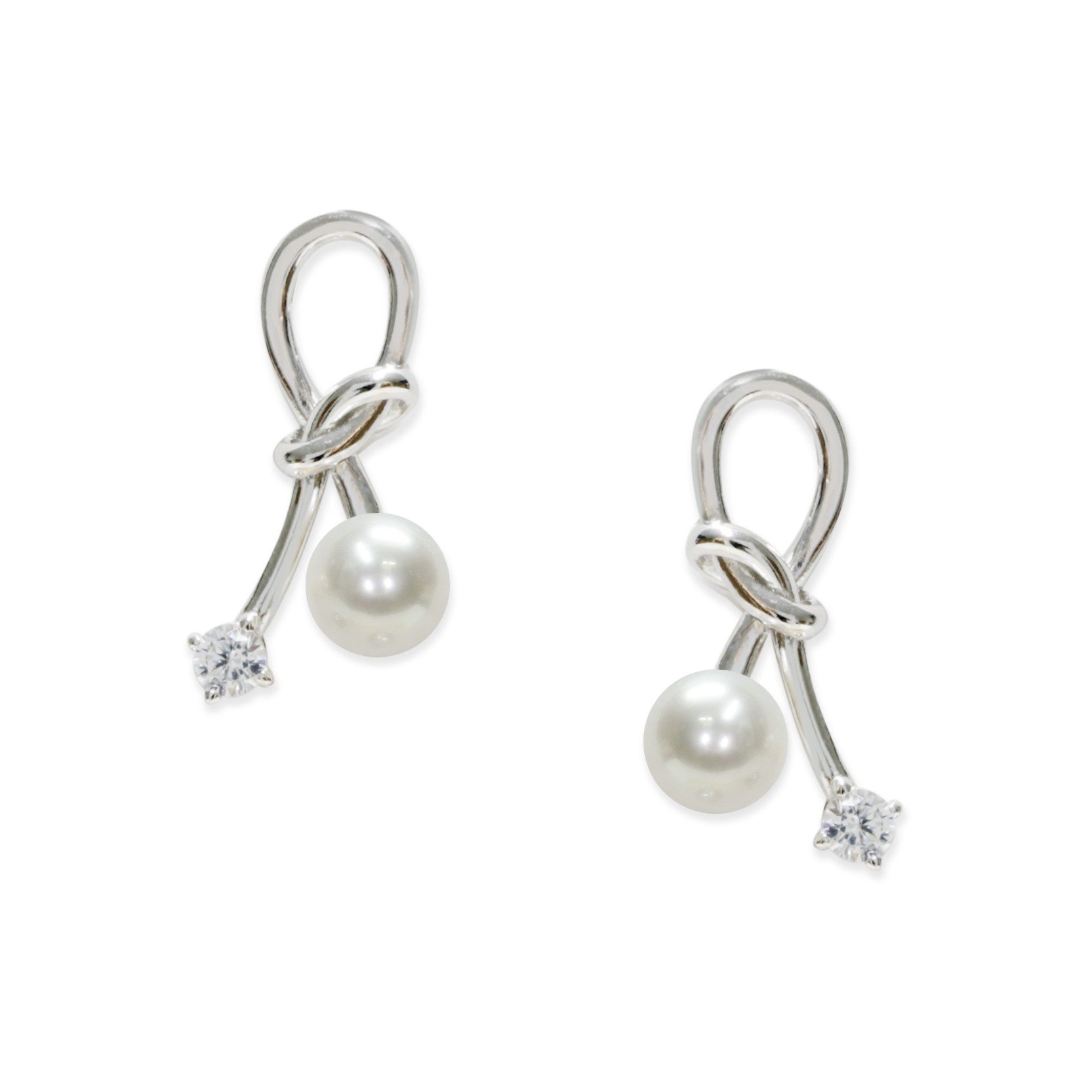 Pendientes en plata con perlas y circonitas - MAYUMI