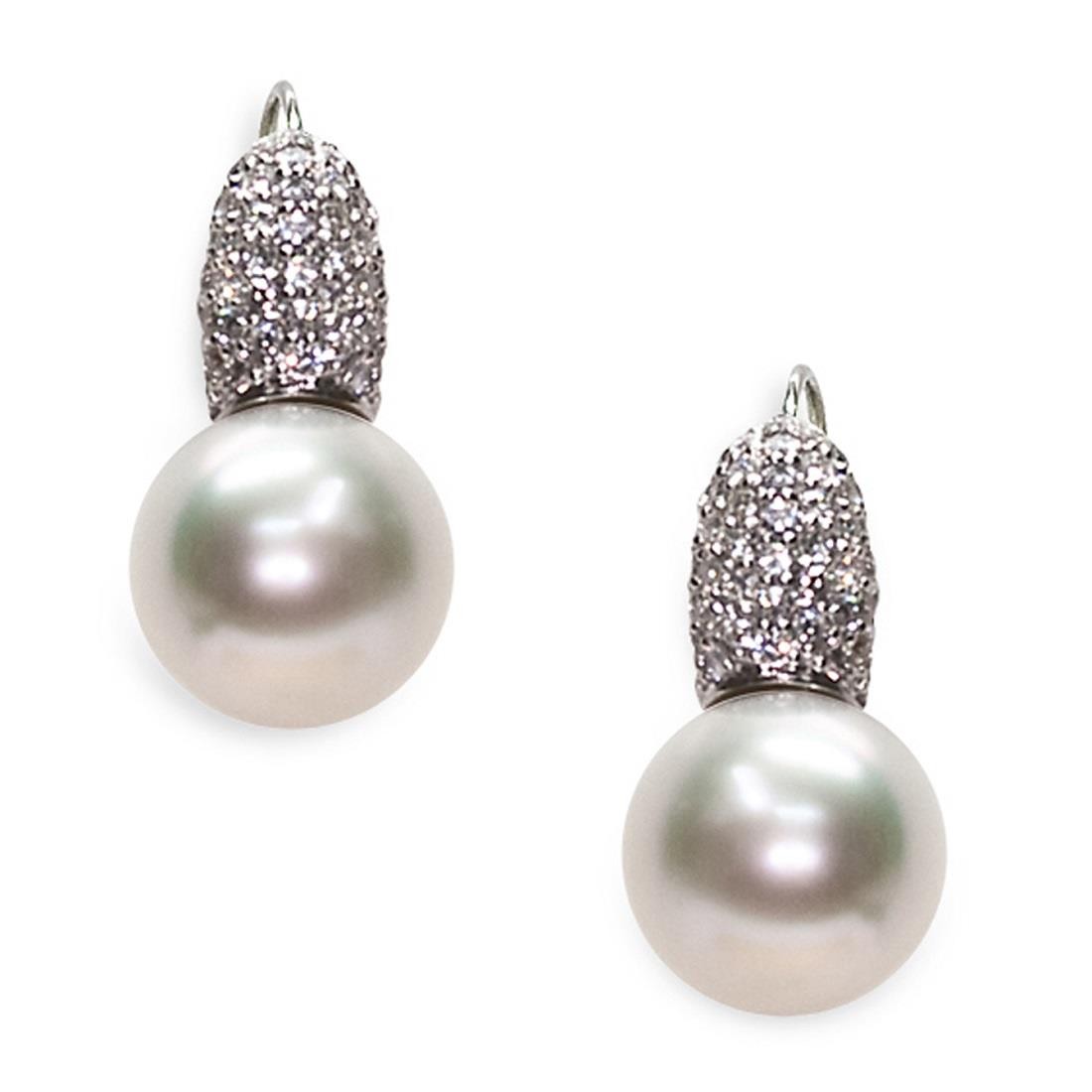 Orecchini in oro bianco con perle e diamanti - MAYUMI