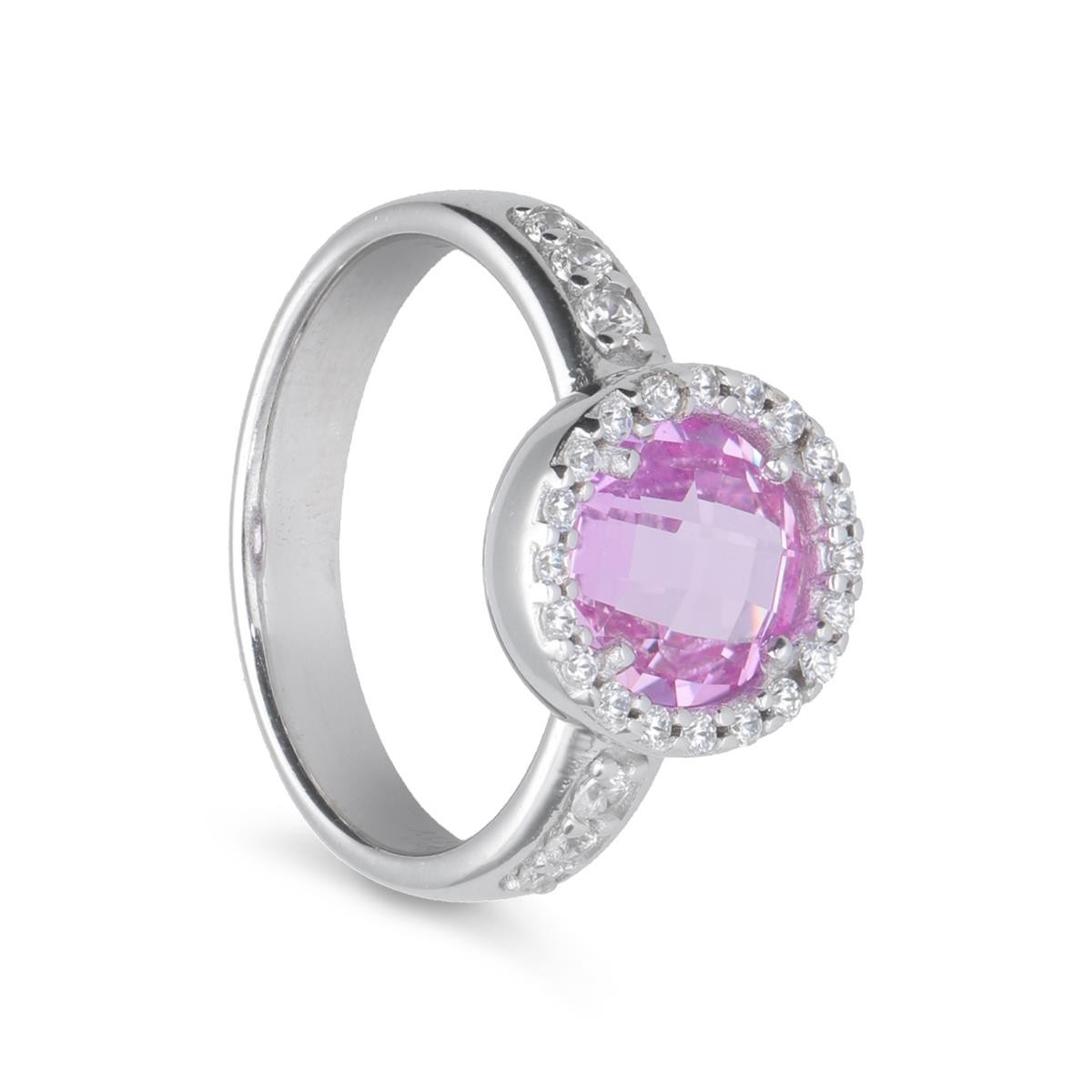 Anillo armonia con piedra rosa y circonitas - ALFIERI & ST. JOHN 925