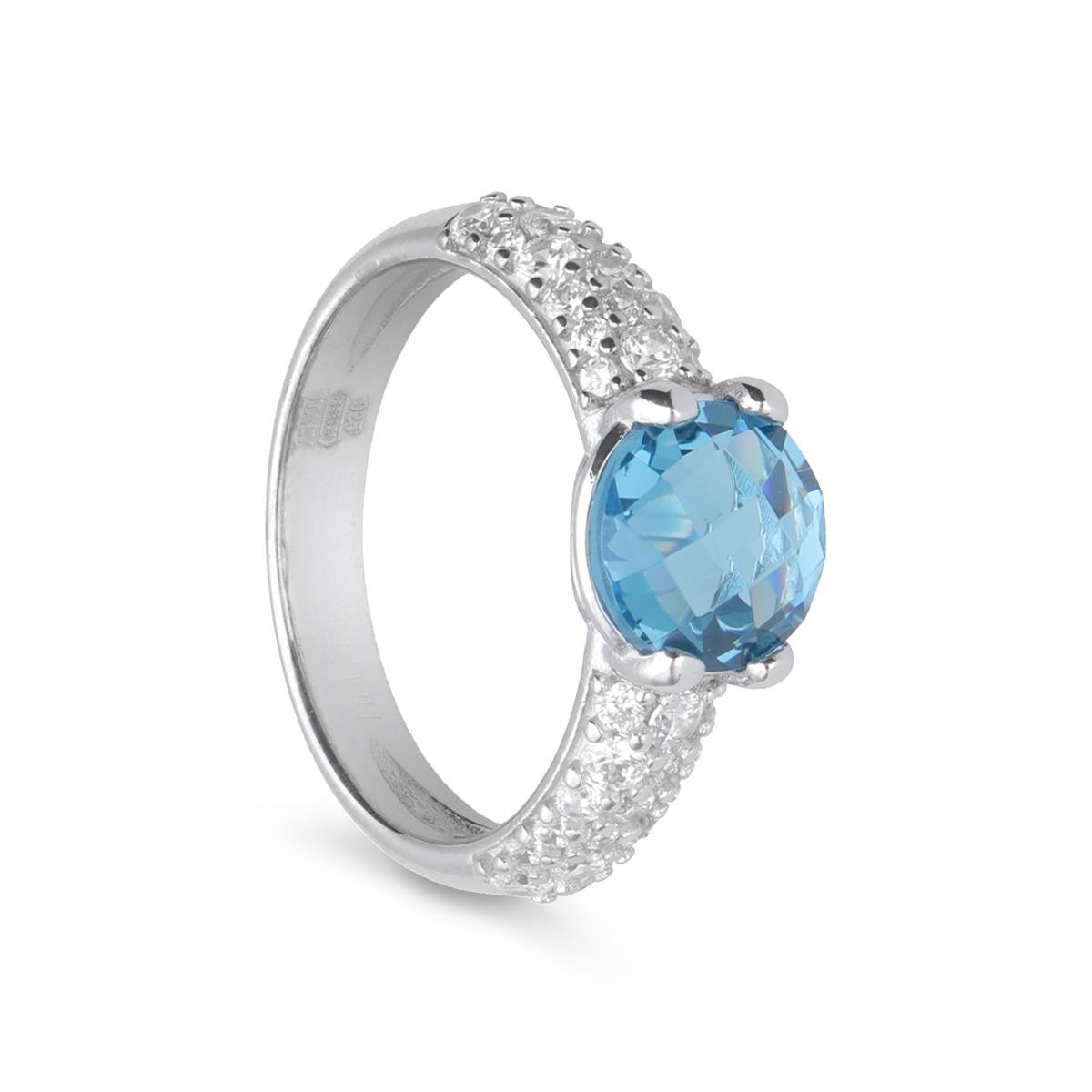 Armonia ring with blue stone and zircons - ALFIERI & ST. JOHN 925