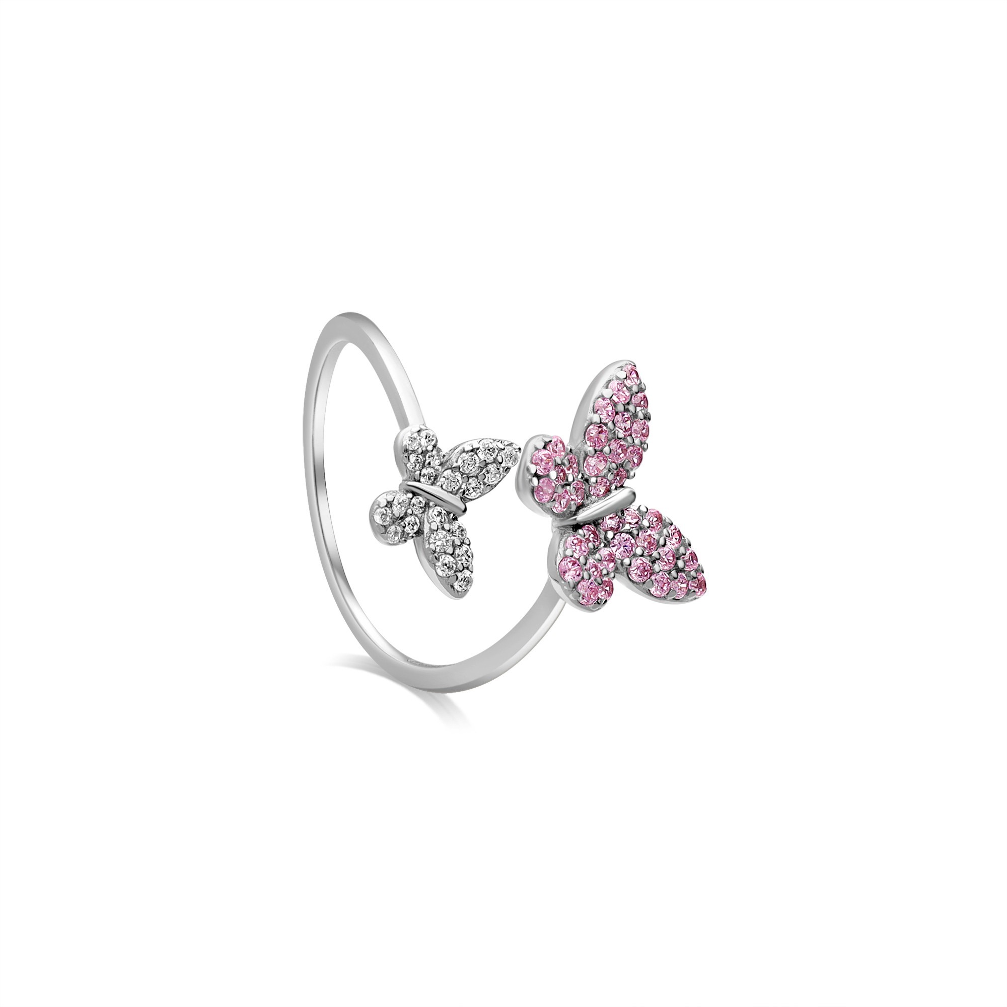 Anillo de plata con pav&eacute; de circonitas rosas - ALFIERI & ST. JOHN 925