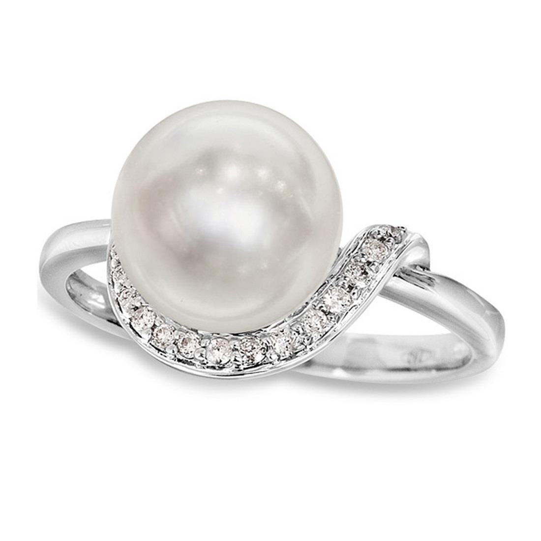 Anello in oro con diamanti ct. 0,10 e perla frash water  - MAYUMI