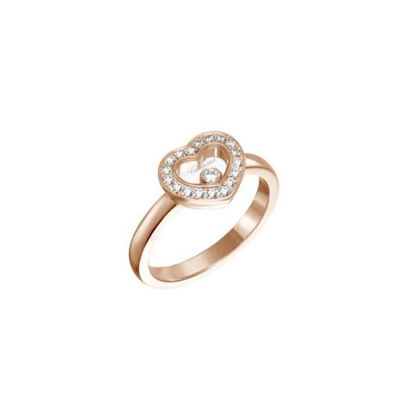 Anello Happy Diamonds cuore in oro rosa con diamanti - CHOPARD