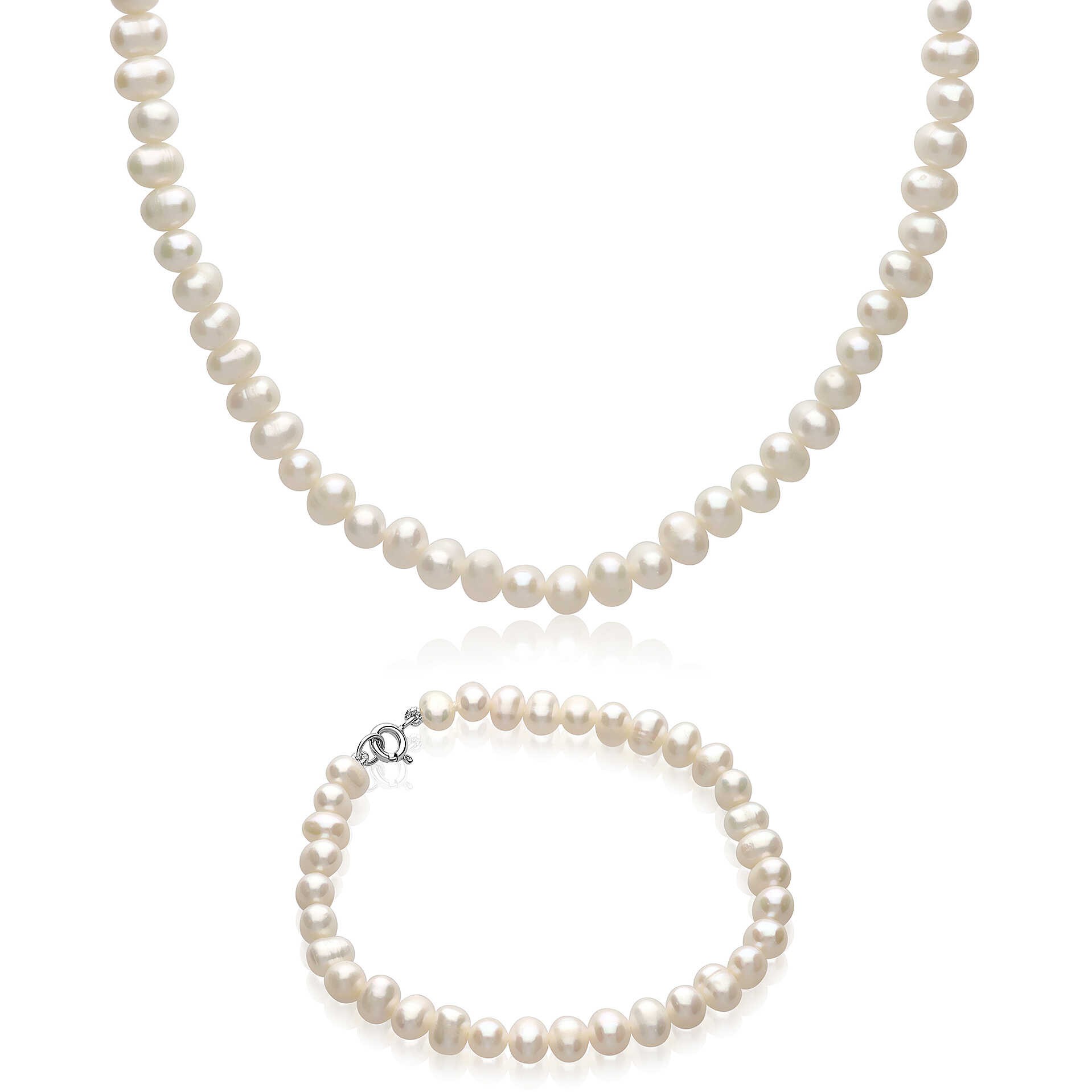 Set de collar y pulsera de plata y perlas - MAYUMI