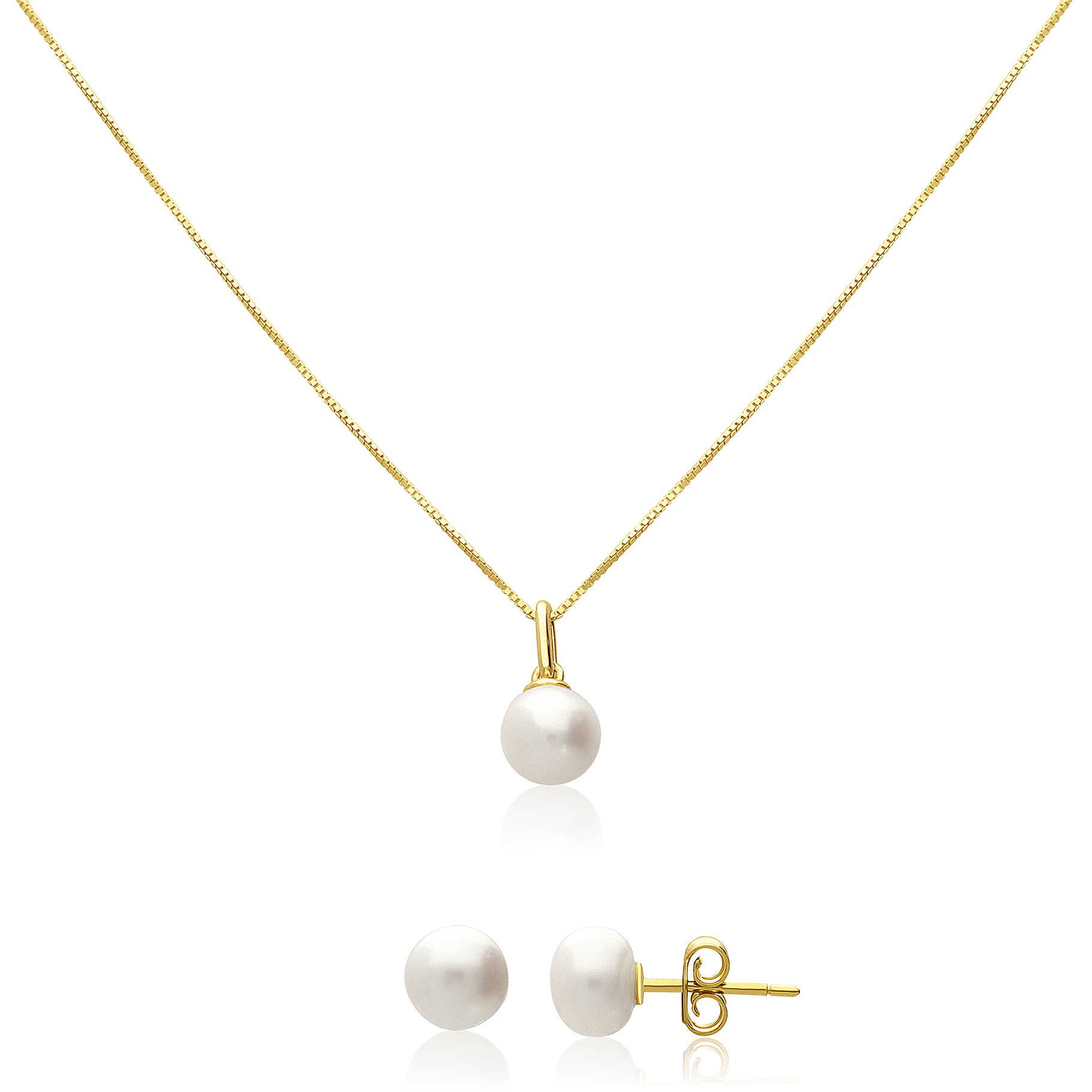 Set de collar y pendientes de plata y perlas - MAYUMI