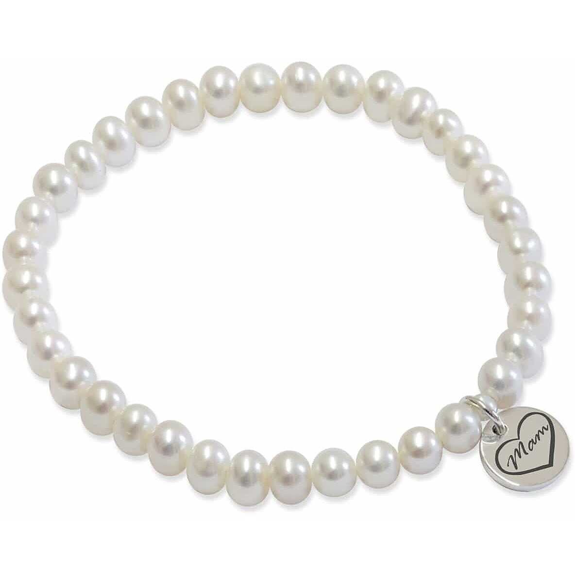 Bracelet with hemispherical pearls and mum charm in 925 silver Mayumi - MAYUMI