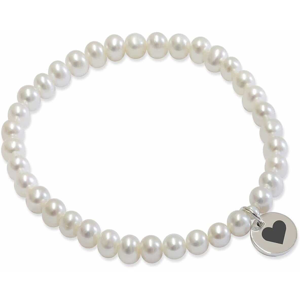 Pulsera de plata con perlas y coraz&oacute;n - MAYUMI