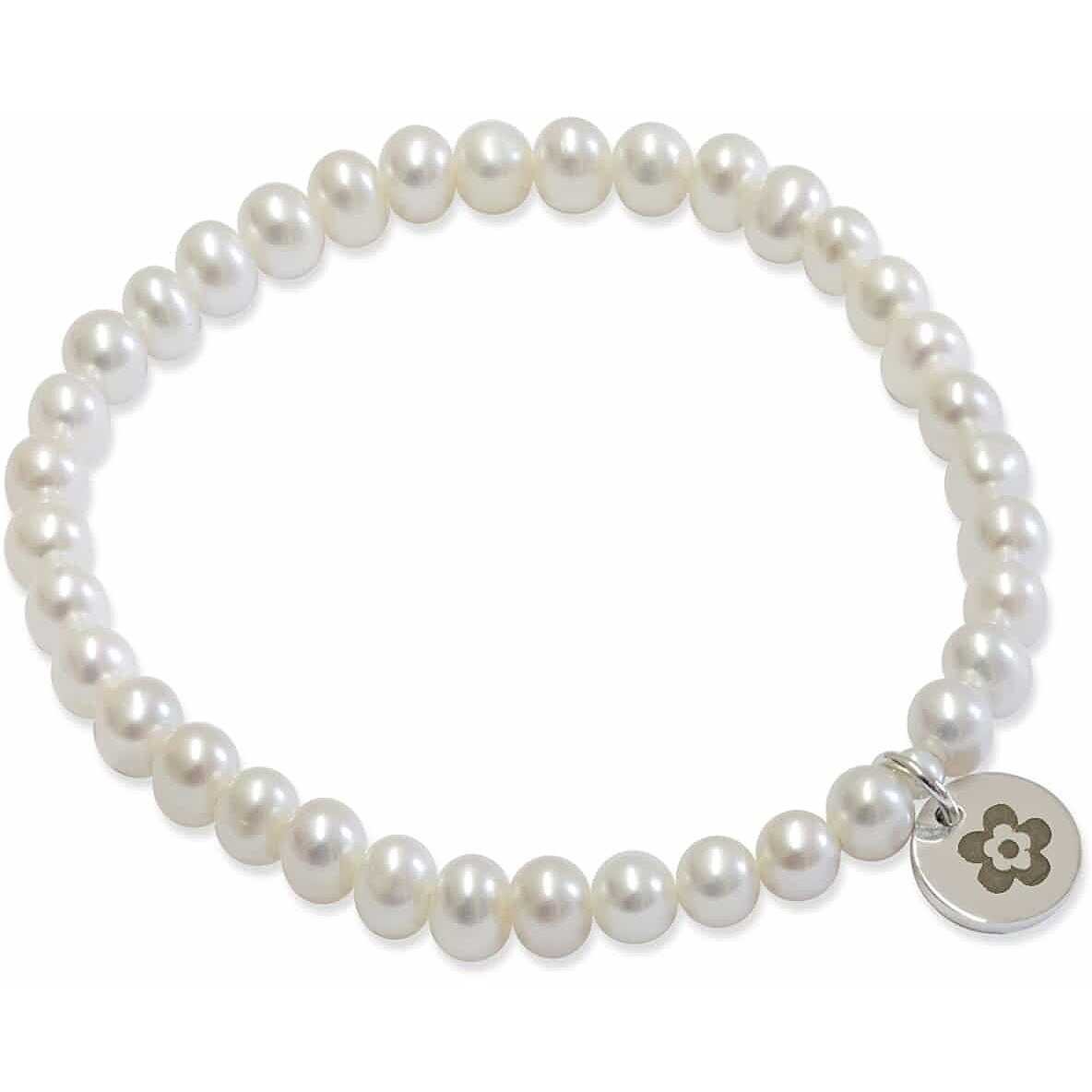 Bracelet with semi-spherical pearls and flower charm in silver 925 MAYUMI - MAYUMI