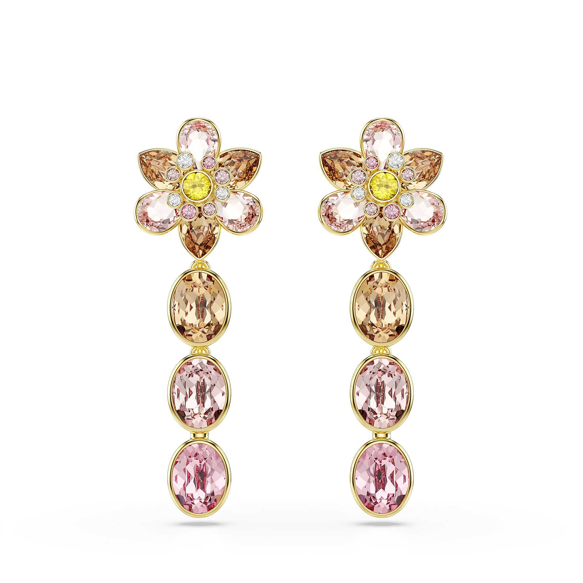 Idyllia drop earrings with multicolored crystals - SWAROVSKI