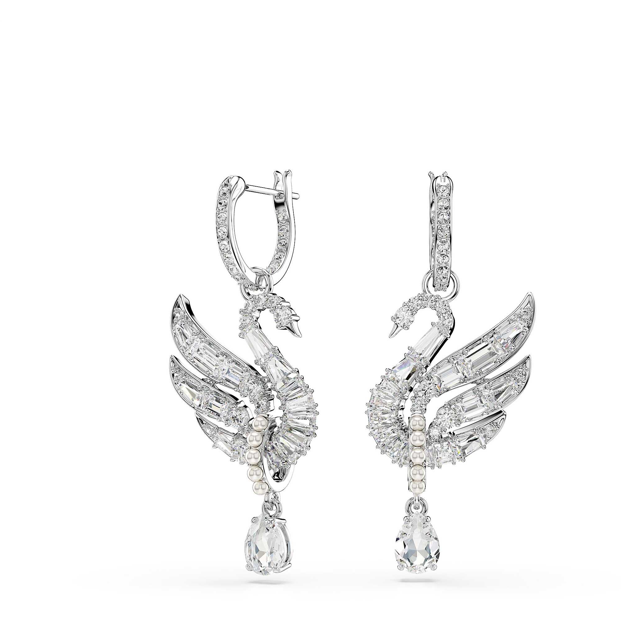 Swan earrings with white swan motif - SWAROVSKI
