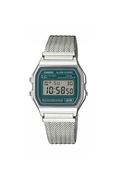 Reloj digital acero plateado esfera verde Casio A158WEM-3EF - CASIO