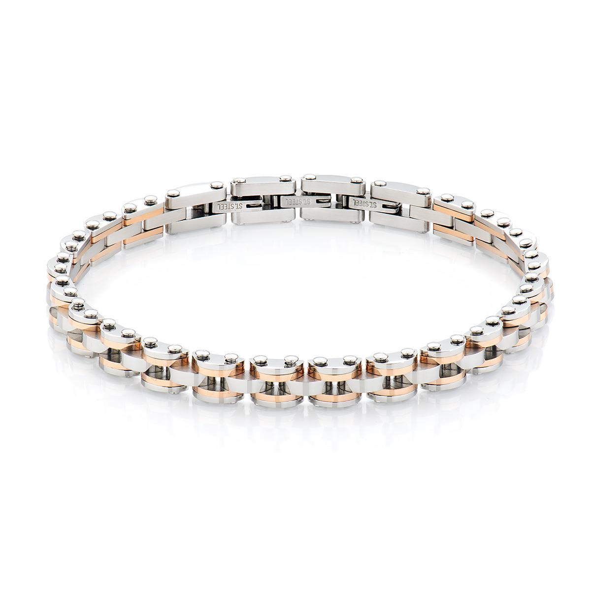 Bracciale uomo in acciaio silver e rose - AMEN