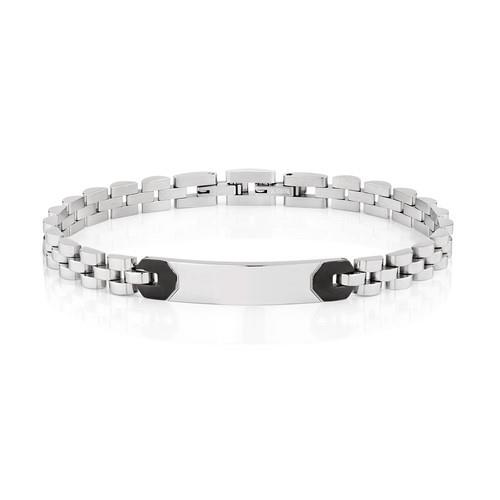 Pulsera para hombre en plata y acero negro. - AMEN