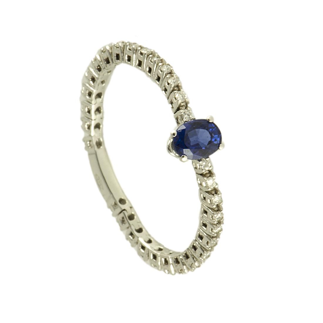 ANELLO IN ORO BIANCO CON ZAFFIRO CT 0,3 E DIAMANTI CT 0,15 MIS 13 - ORO&CO