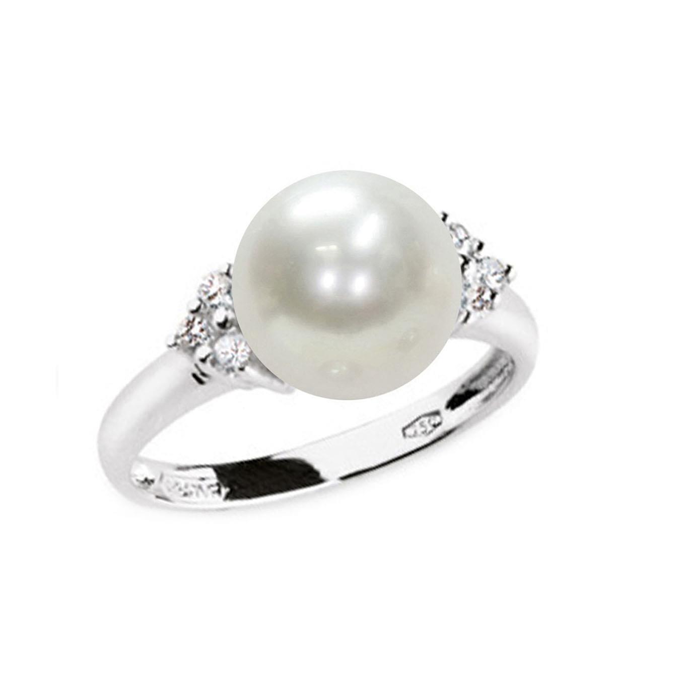 Anello con perla e diamanti ct. 0,14 - MAYUMI