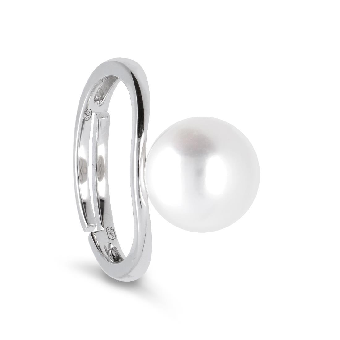 Anello in argento con perla button - MAYUMI