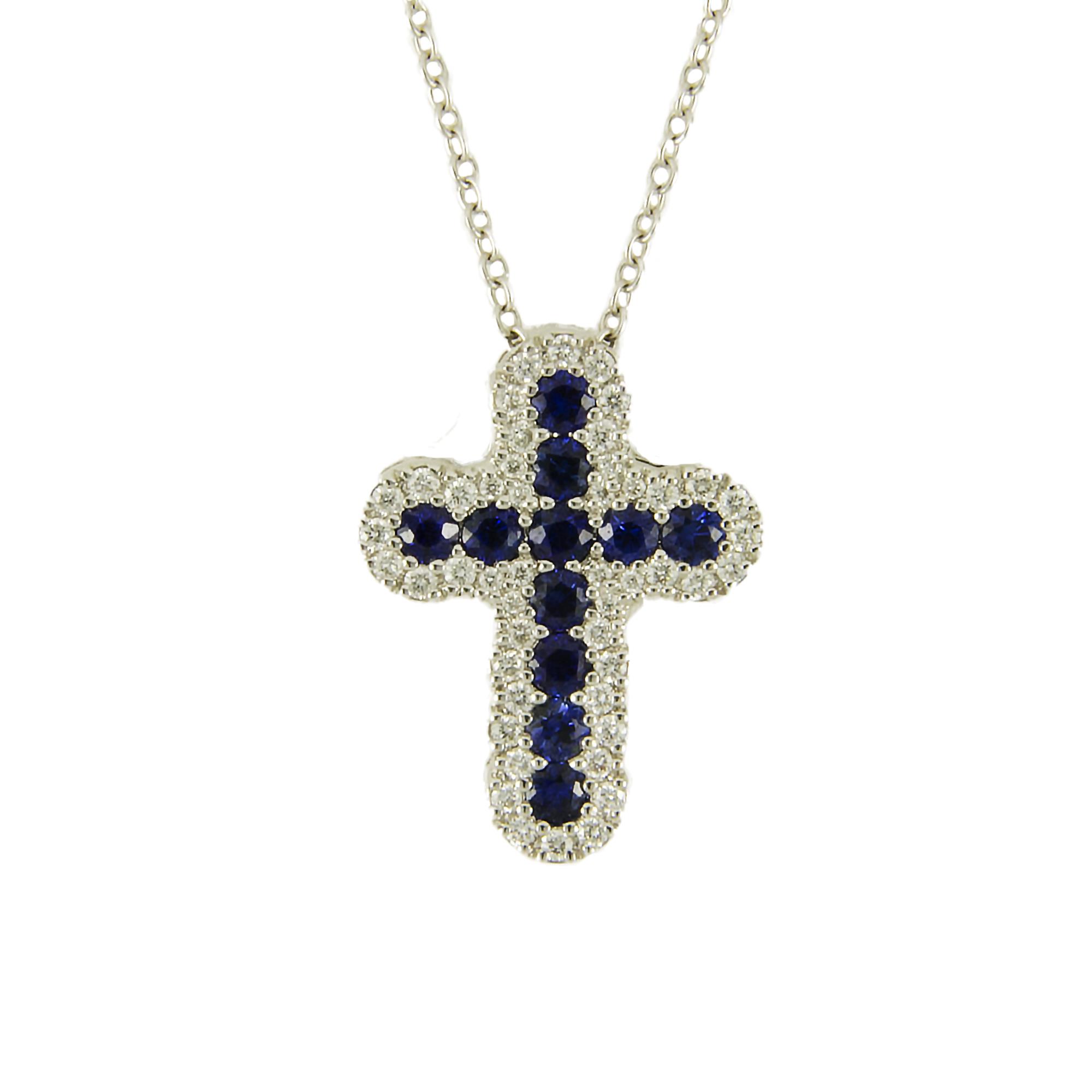 COLLIER IN ORO BIANCO CON DIAMANTI CT 0,35 E ZAFFIRI CT 0,80 - ALFIERI & ST. JOHN