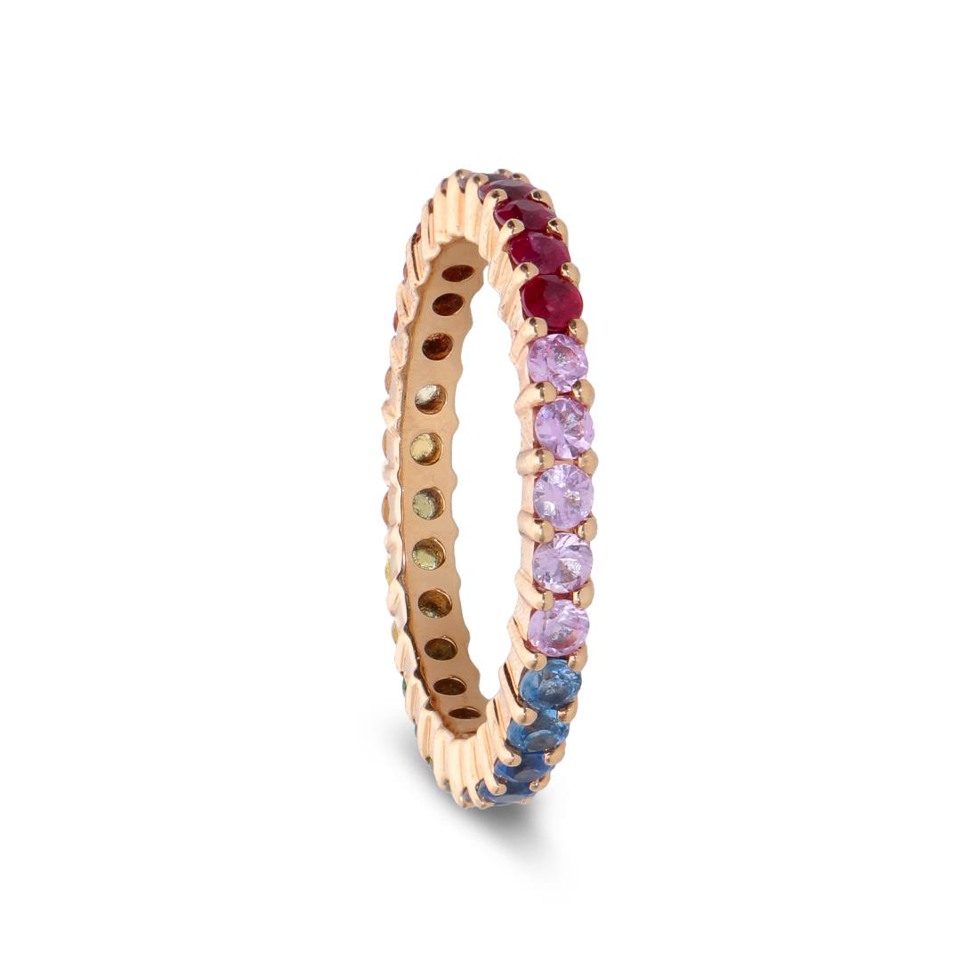 Anillo de eternidad con zafiro multicolor ct. 1.44 - LUXURY MILANO