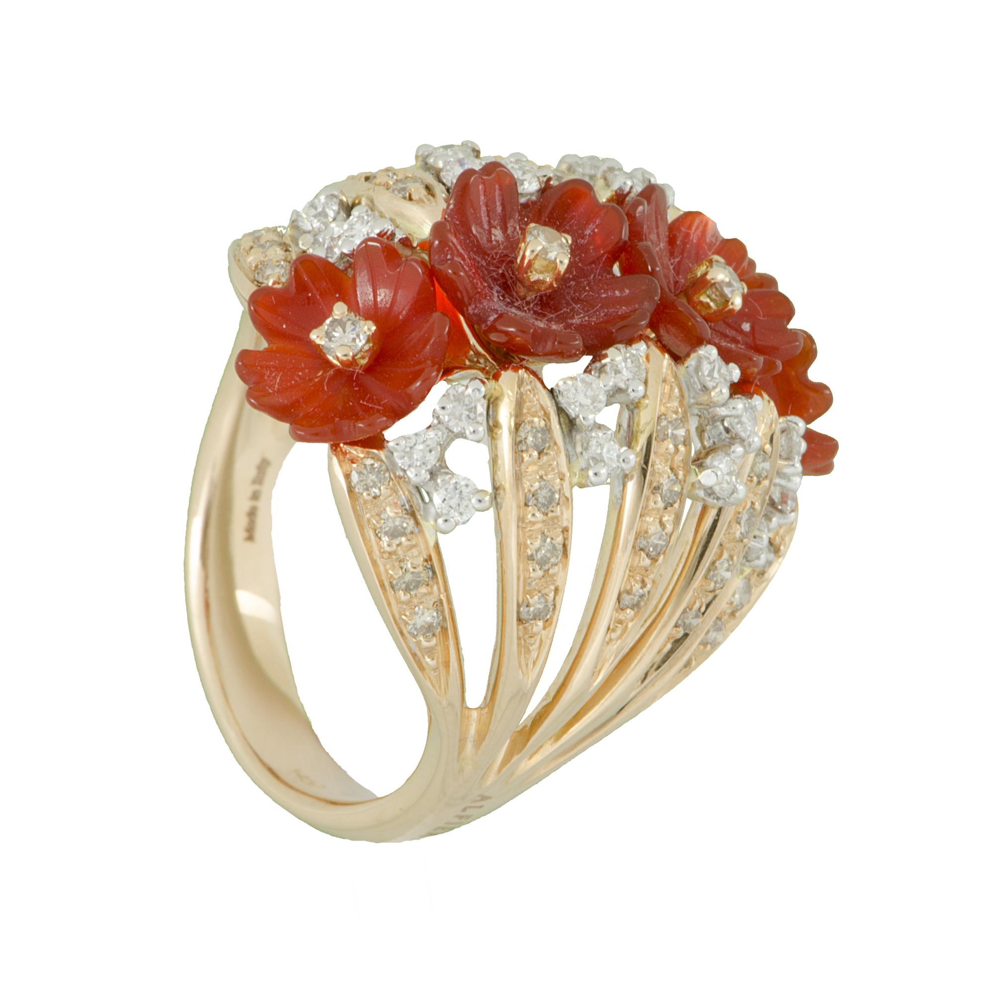 ANELLO IN ORO ROSA CON DIAMANTI CT 0,82 E PIETRE SEMIPREZIOSE MIS 13 - ALFIERI & ST. JOHN