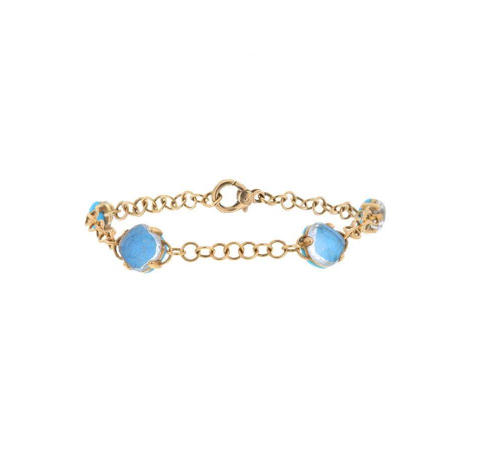 Capri collection bracelet in rose gold with turquoise and rock crystal - POMELLATO