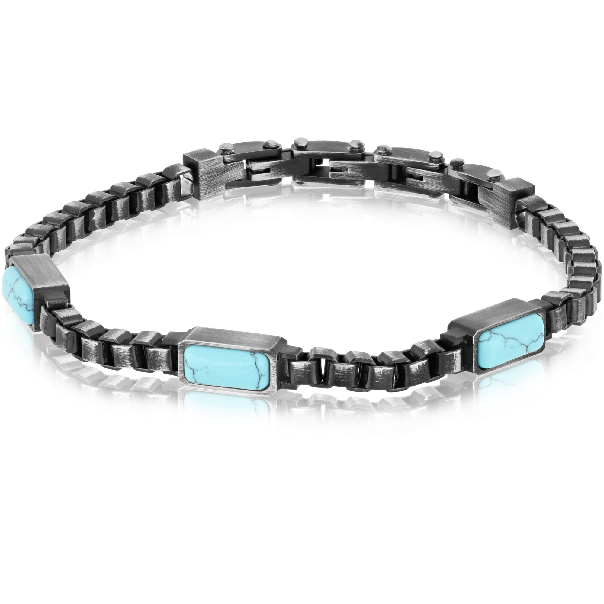 Bracciale uomo in acciaio e pasta di turchese - GOYATE