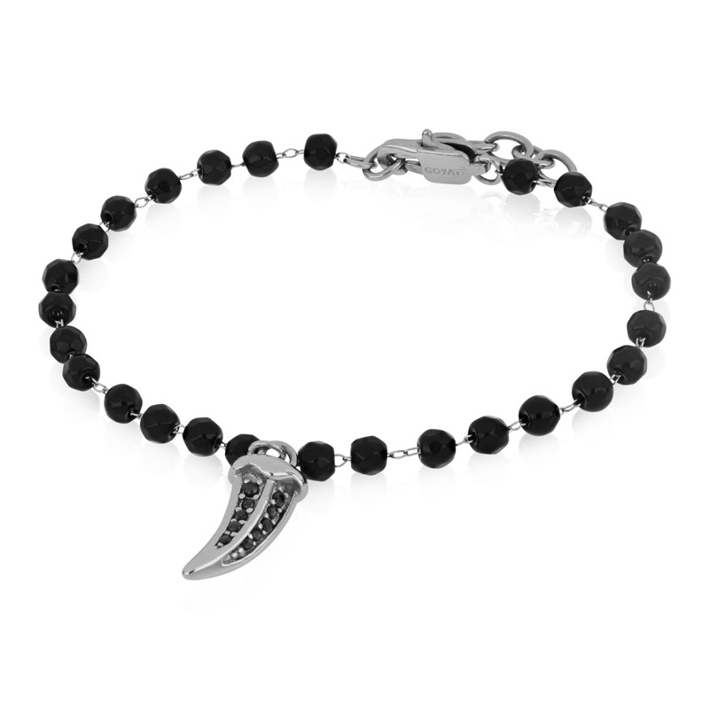 Bracciale uomo in acciaio, onice e zirconi - GOYATE