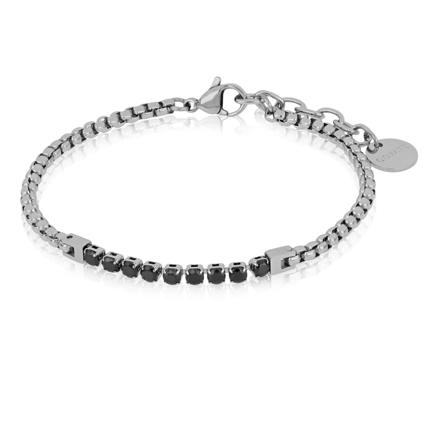 Pulsera de hombre en acero con circonitas negras - GOYATE