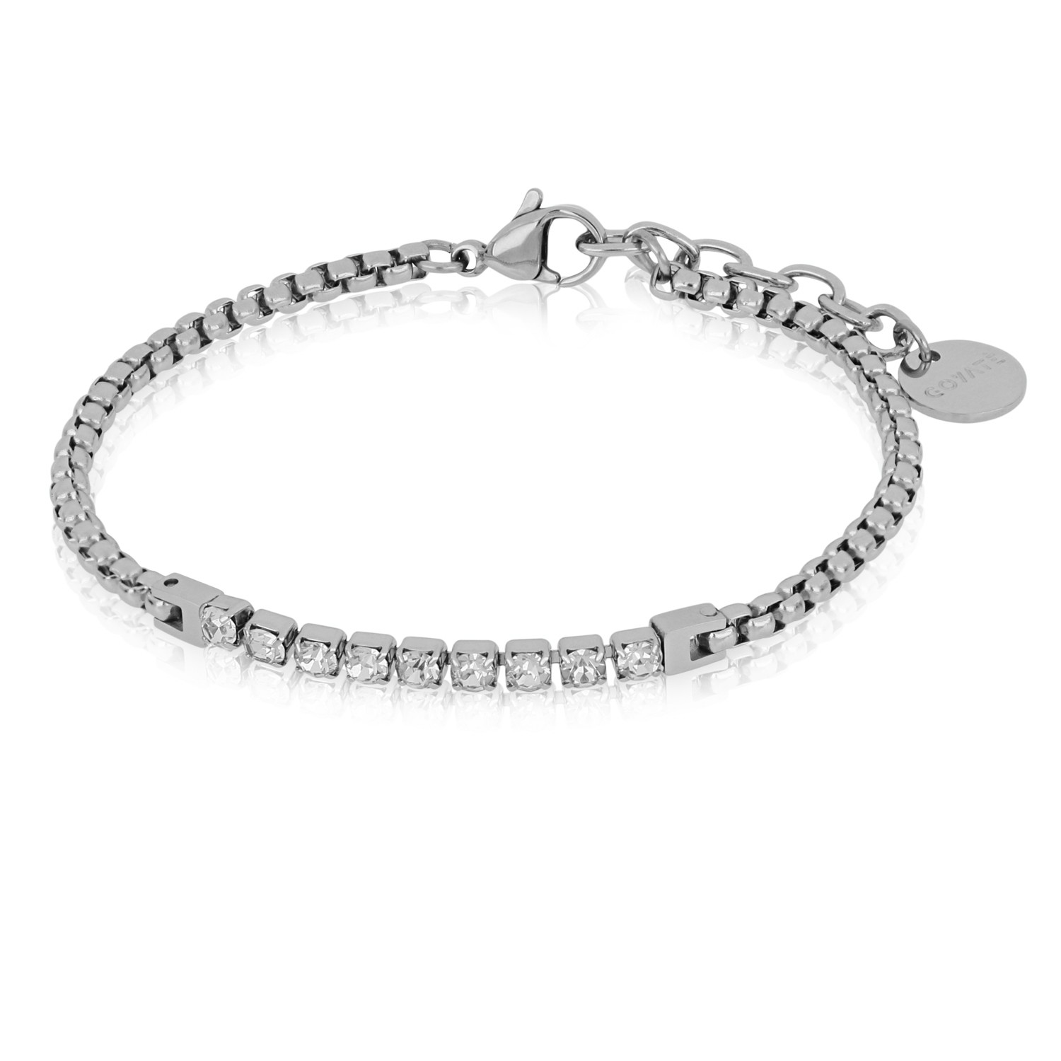 Pulsera de hombre en acero con circonitas blancas - GOYATE