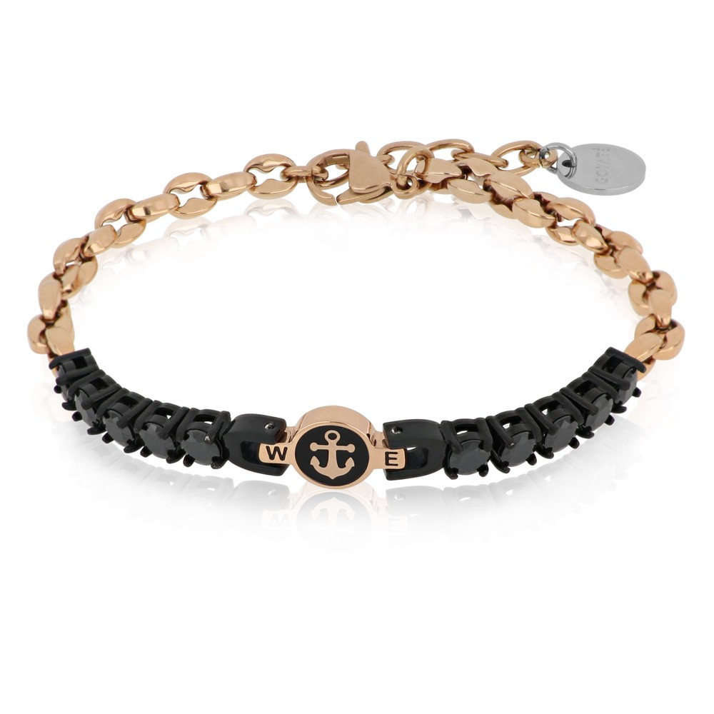 Pulsera de hombre en acero con circonitas negras - GOYATE