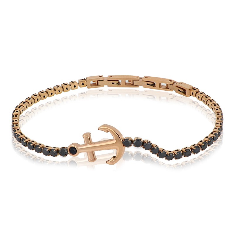 Pulsera de hombre en acero con circonitas negras - GOYATE