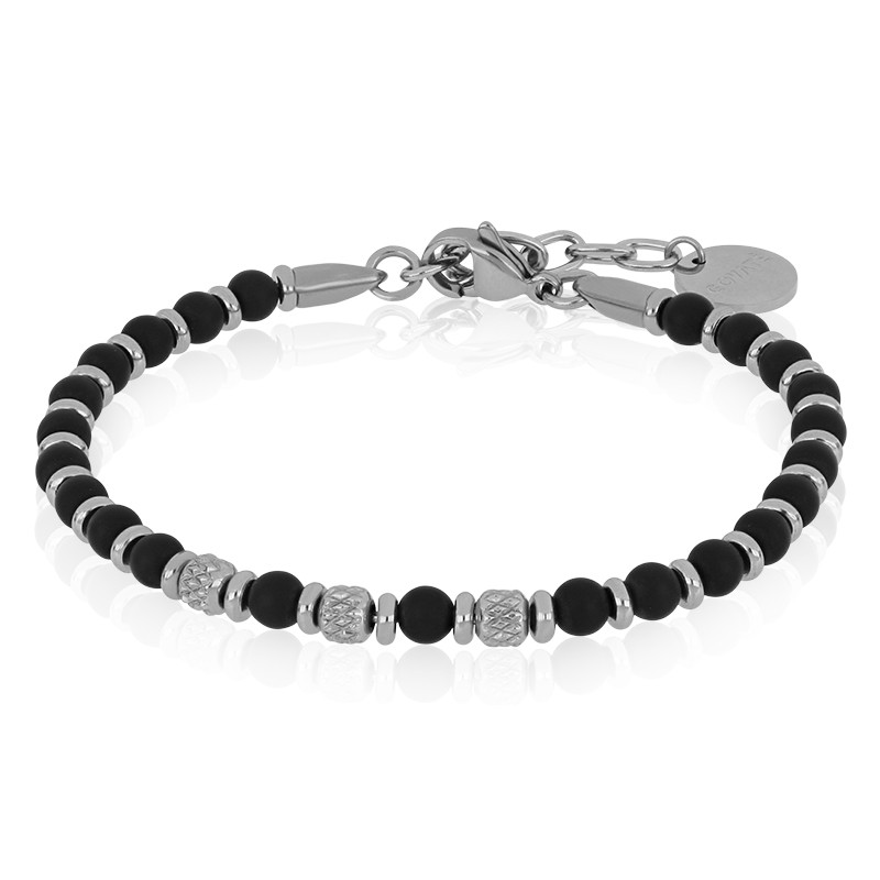 Pulsera de hombre en acero con ónix negro - GOYATE