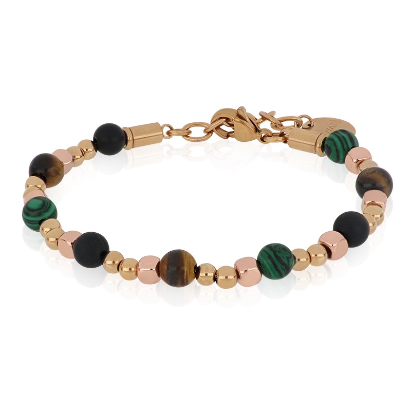 Pulsera de hombre en acero con mezcla de piedras - GOYATE