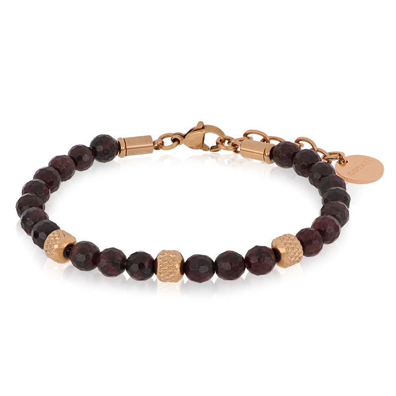 Bracciale uomo in acciaio rosa e pietre - GOYATE