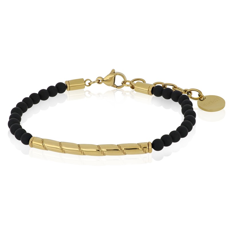 Pulsera de hombre en acero con ónix negro - GOYATE